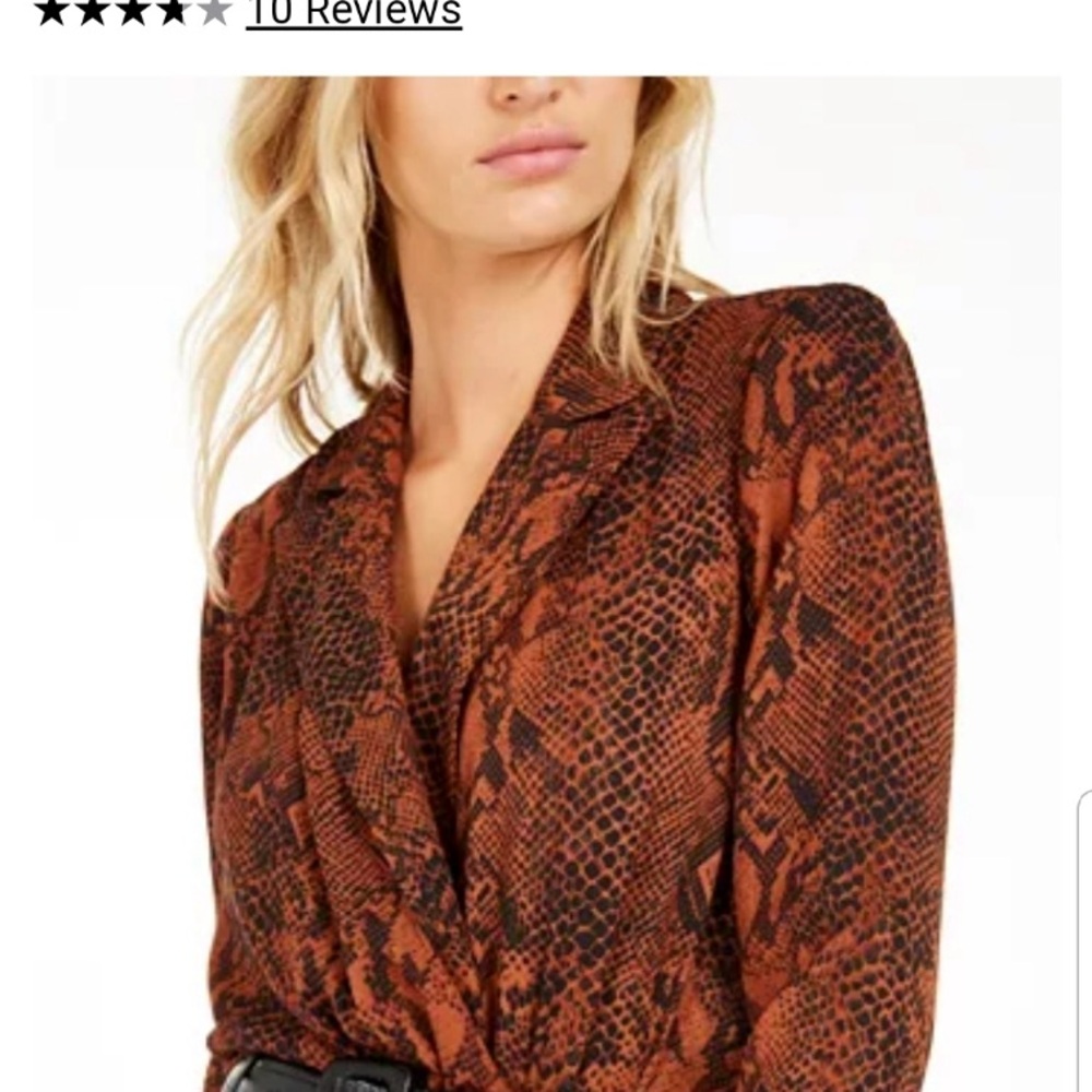 Bar III Rust Snake Print Blouse